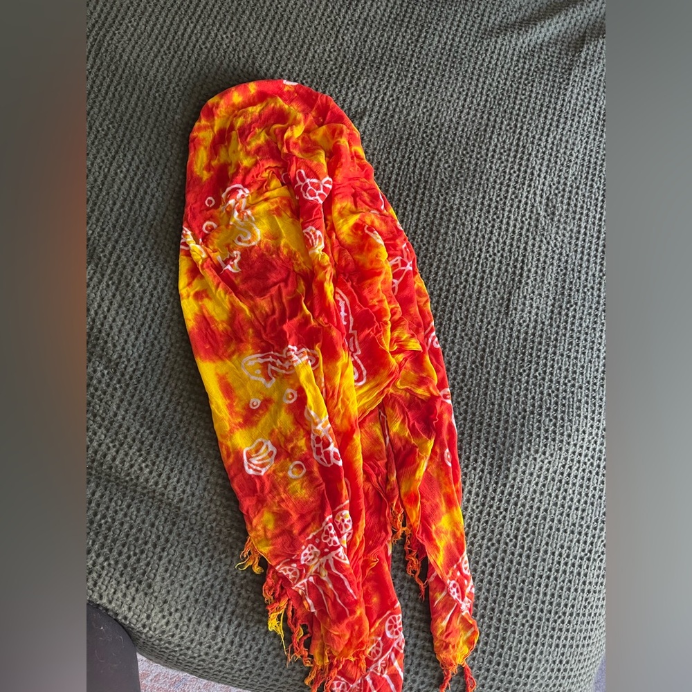 Vibrant Red and Yellow Tie-Dye beach wrap